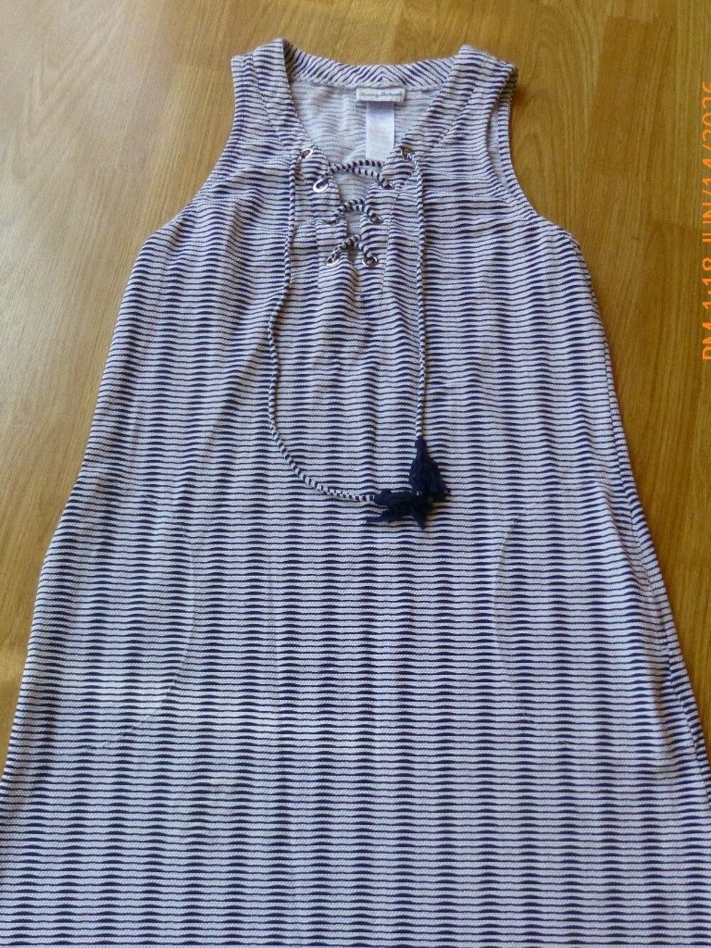Tommy Bahama Navy and White Striped Midi Dress
